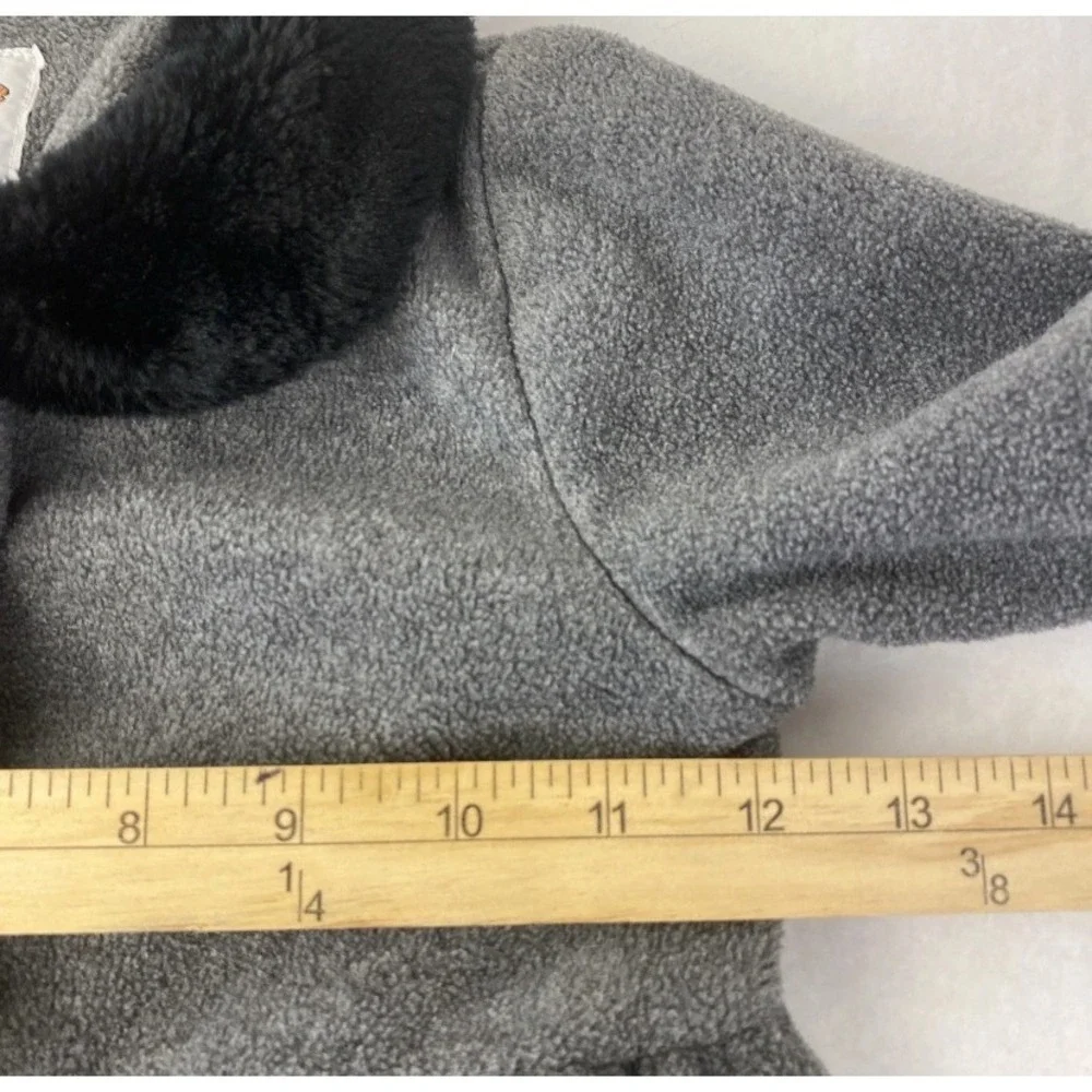 Pete's Partner Fleece Coat Kids 5/5 Gray Faux Fur Collar Rosette Trim Dress Coat